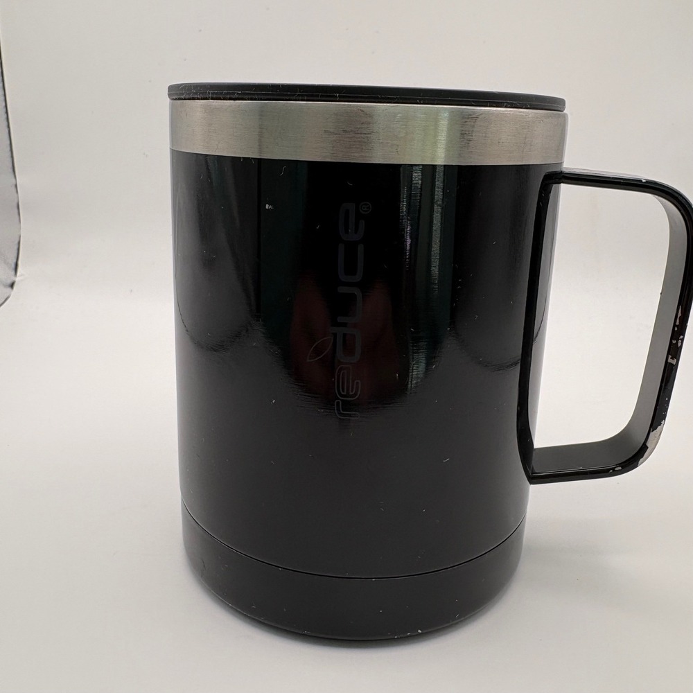 Reduce Black‎ Insulated Travel Mug 12oz Vacuum Sealed Stainless Steel Handle Lid